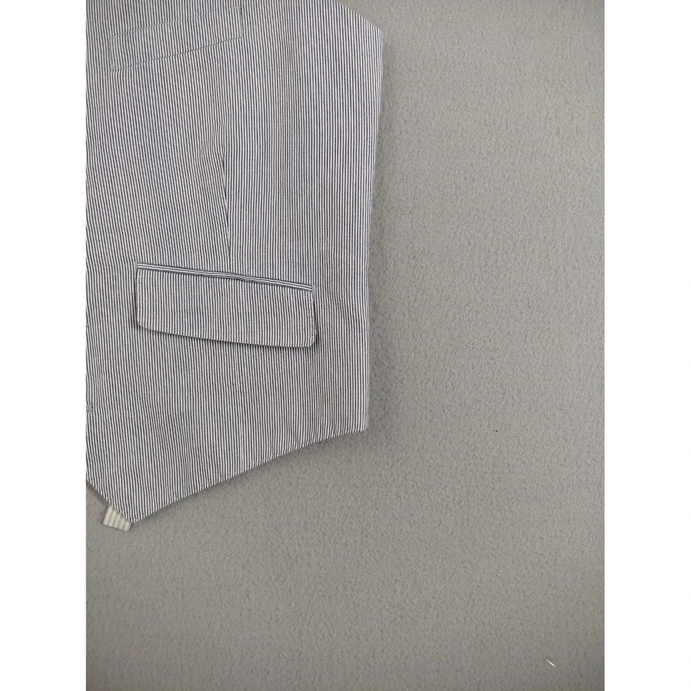 Banana Republic Men Suit Vest 40R Blue Stripe Tailored Fit Wrap Button Waistcoat